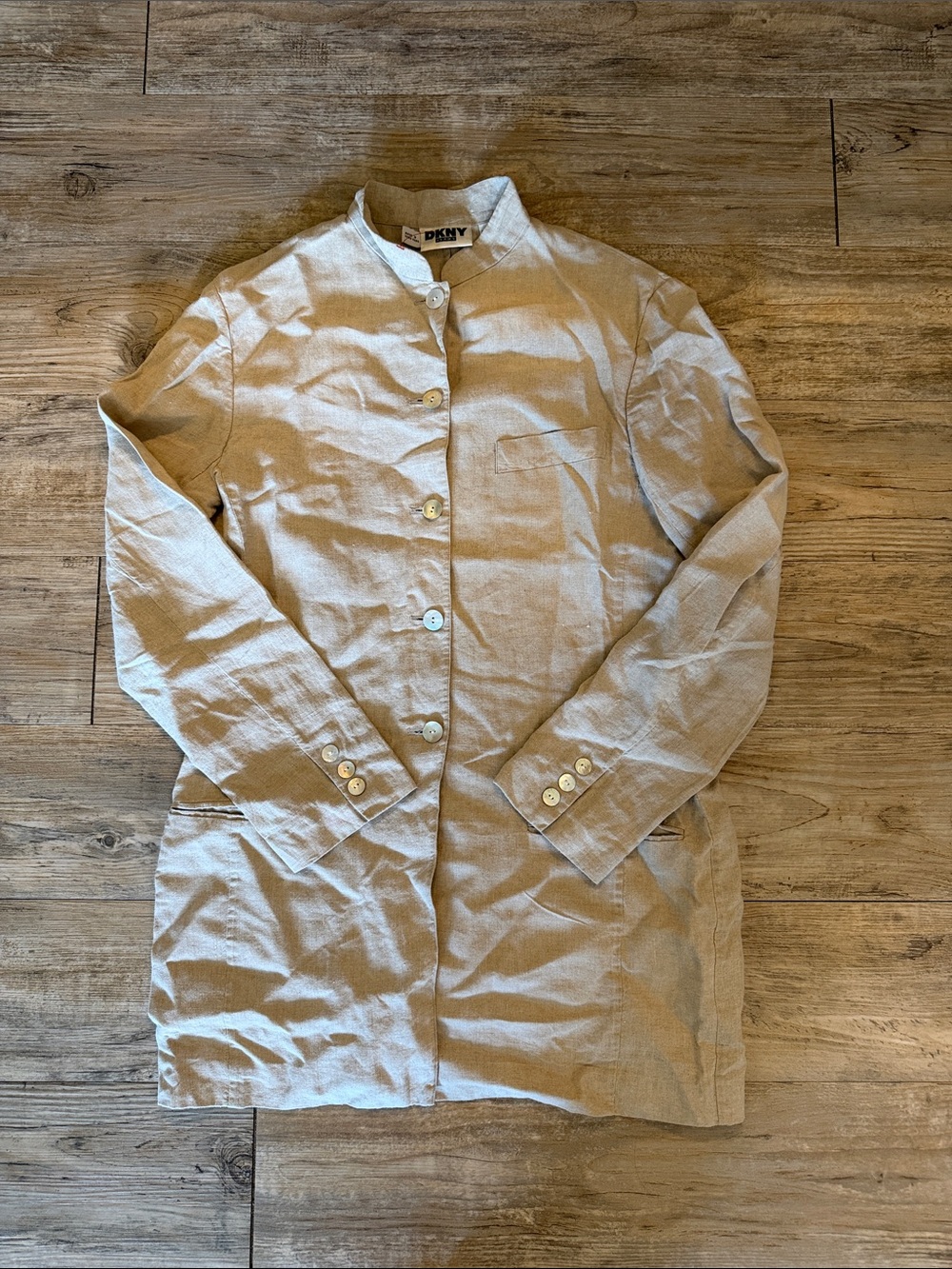 DKNY Linen Top Coat in Light Beige 100% linen size 6